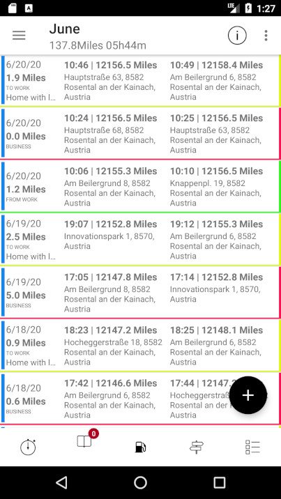 mileage logbook